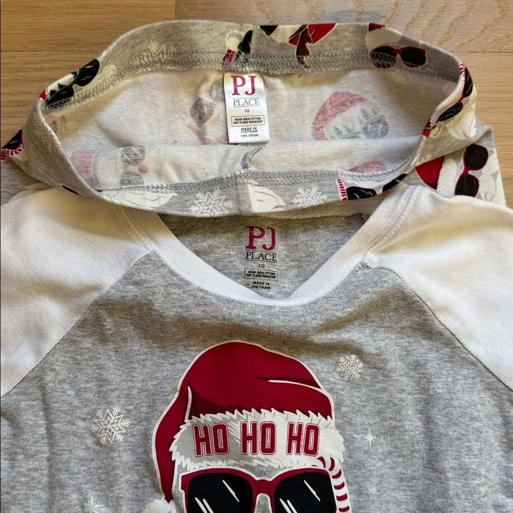 Kids Matching Family Glow Ho Ho Ho Snug Fit Cotton Pajamas - Gray/Size 10